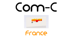 Com-C France : Agence de Communication et Marketing Logo Com-C France avec lettrage arrondi noir et orange entourant une illustration centrale colorée.